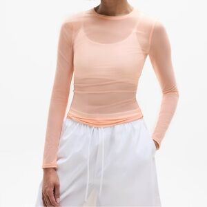 Athleta Apero mesh long sleeve top in Guava Size Large